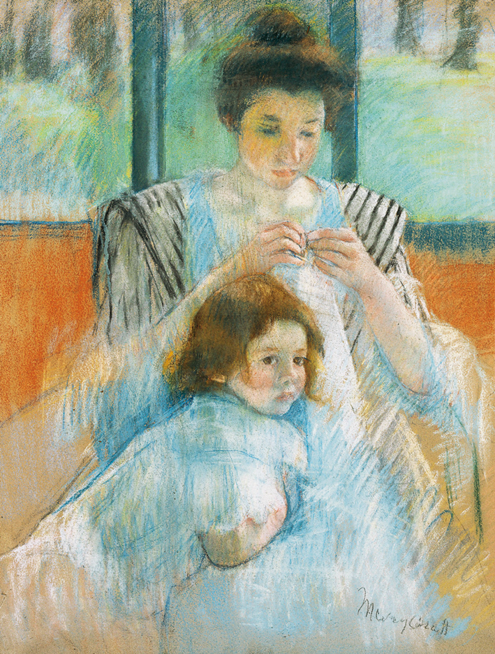  玛丽·卡萨特 Mary Cassatt —— young mother sewing (2)